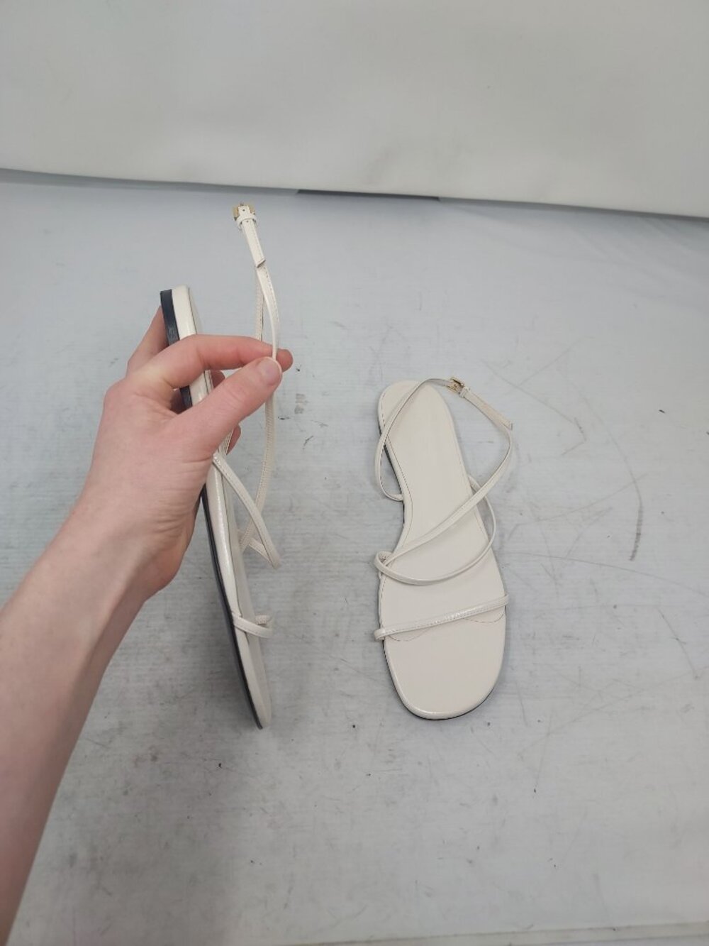 Khaite White Flat Loop Flat Sandal